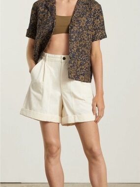 Everlane Cream High-Waist Rolled Hem Women’s Shorts